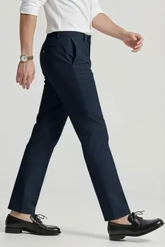 GINGTTO erkaklar kostyumi tor shimlar Slim Fit Stretch erkaklar uchun rasmiy shimlar - 3