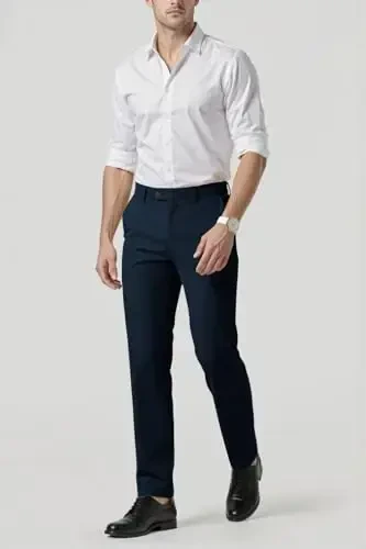 GINGTTO erkaklar kostyumi tor shimlar Slim Fit Stretch erkaklar uchun rasmiy shimlar - 5