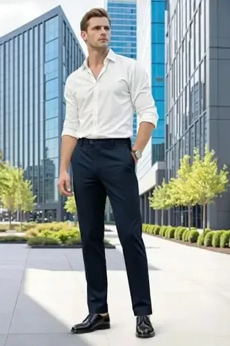 GINGTTO erkaklar kostyumi tor shimlar Slim Fit Stretch erkaklar uchun rasmiy shimlar - 6