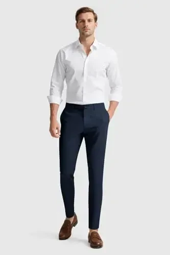 GINGTTO erkaklar ko'ylagi Slim Fit Stretch Chino shimlar - 3