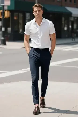 GINGTTO erkaklar ko'ylagi Slim Fit Stretch Chino shimlar - 4