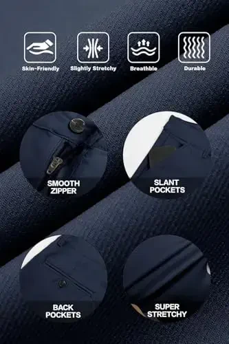 GINGTTO erkaklar ko'ylagi Slim Fit Stretch Chino shimlar - 6