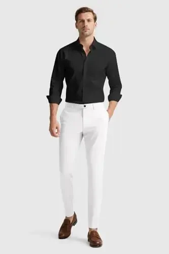 GINGTTO Erkaklar ko'ylagi Slim Fit Stretch Chino shimlar erkaklar uchun - 3