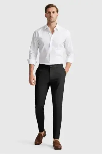 GINGTTO Erkaklar ko'ylagi Slim Fit Stretch Chino shimlar erkaklar uchun - 3