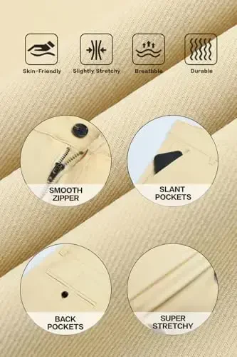 GINGTTO Erkaklar Ko'ylagi Slim Fit Stretch Chino Shimlar Erkeklar uchun - 4