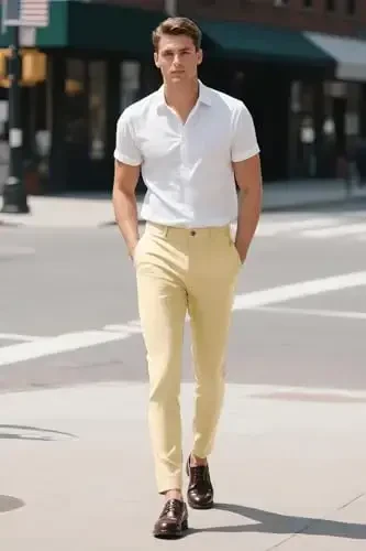 GINGTTO Erkaklar Ko'ylagi Slim Fit Stretch Chino Shimlar Erkeklar uchun - 5