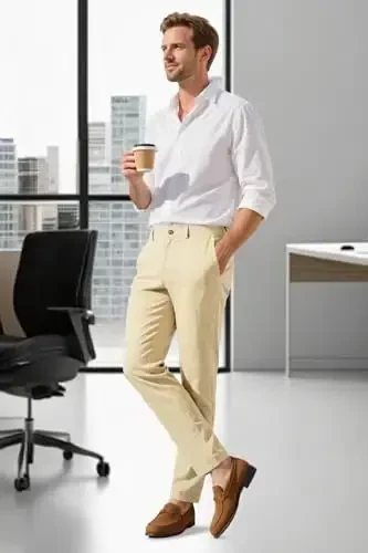 GINGTTO Erkaklar Ko'ylagi Slim Fit Stretch Chino Shimlar Erkeklar uchun - 6