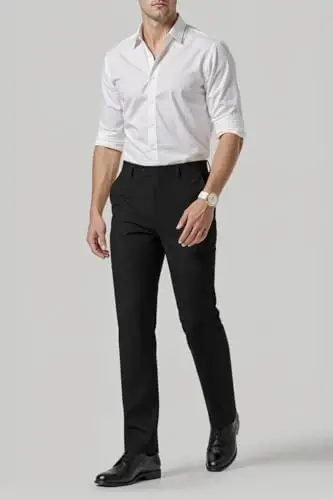 GINGTTO erkaklar ko'ylagi Slim Fit Stretch erkaklar uchun rasmiy shimlar - 5