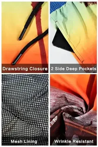 GINGTTO Erkaklar plyaj shortilari to'rli astarli cho'milish kostyumlari - 6