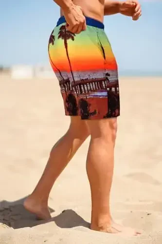 GINGTTO Erkaklar plyaj shortilari to'rli astarli cho'milish kostyumlari - 7