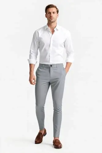 GINGTTO erkaklar shim kostyumi Slim Fit Stretch Chino erkaklar uchun - 3
