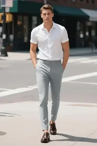 GINGTTO erkaklar shim kostyumi Slim Fit Stretch Chino erkaklar uchun - 5