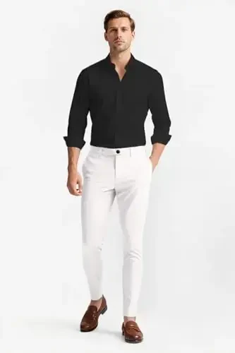 GINGTTO erkaklar shim kostyumi Slim Fit Stretch Chino erkaklar uchun - 4