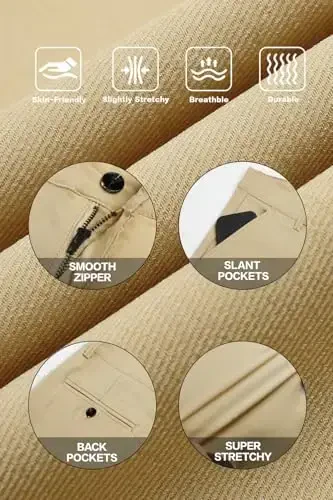 GINGTTO Erkaklar Shim Slim Fit Stretch Chino Shimlar Erkaklar uchun - 6