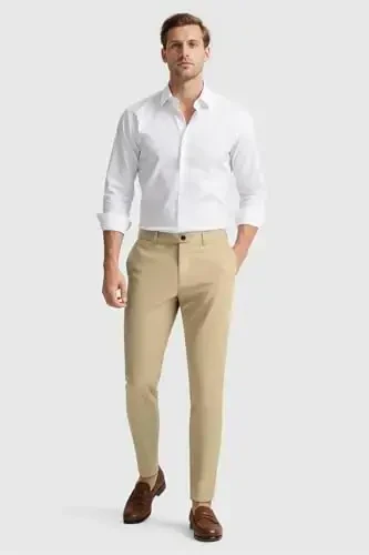 GINGTTO erkaklar uchun shim Slim Fit Stretch Chino shimlar - 3