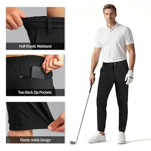 GINGTTO Erkaklar uchun Twill qisqartirilgan Jogger Shimlar Chinolar ingichka engil mashq shimlari Slim Fit toraytirilgan qora 34 - 6