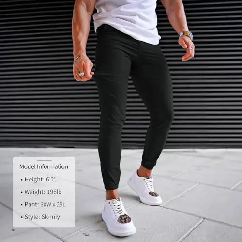 GINGTTO Erkaklar uchun Twill qisqartirilgan Jogger Shimlar Chinolar ingichka engil mashq shimlari Slim Fit toraytirilgan qora 34 - MODAZONE (1)
