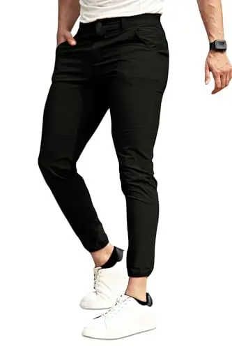 GINGTTO Erkaklar uchun Twill qisqartirilgan Jogger Shimlar Chinolar ingichka engil mashq shimlari Slim Fit toraytirilgan qora 34 