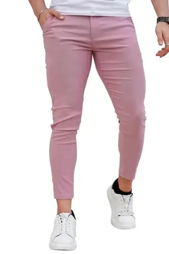 GINGTTO Erkek Elbise Pantolonları Slim Fit Chino Pantolon Erkekler için Resmi - 1