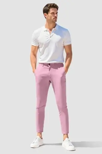 GINGTTO Erkek Elbise Pantolonları Slim Fit Chino Pantolon Erkekler için Resmi - 3
