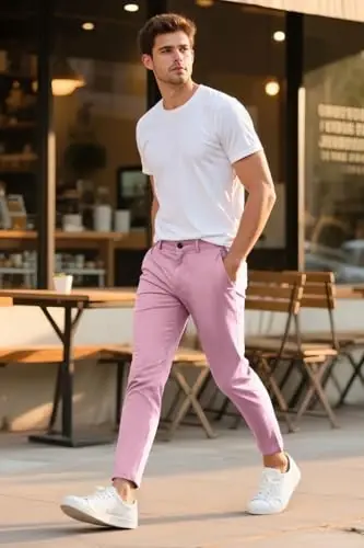 GINGTTO Erkek Elbise Pantolonları Slim Fit Chino Pantolon Erkekler için Resmi - 4