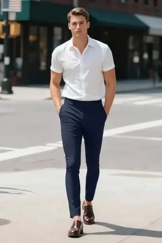 GINGTTO Mens Dress Pants Slim Fit Stretch Flat Front Chino | Super Stretchy,Wrinkle Resistant,Suitable for Business,Weddings,Golf,Dates and Casual 