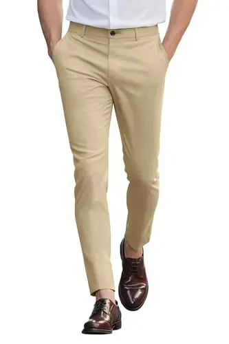 GINGTTO Mens Dress Pants Slim Fit Stretch Chino Pants for Men - 1