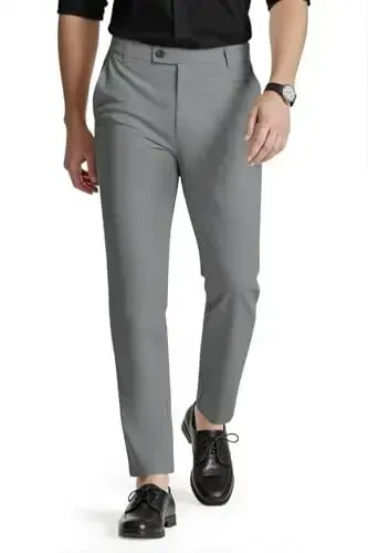 GINGTTO Mens Dress Pants Slim Fit Stretch Formal Pants for Men - 1