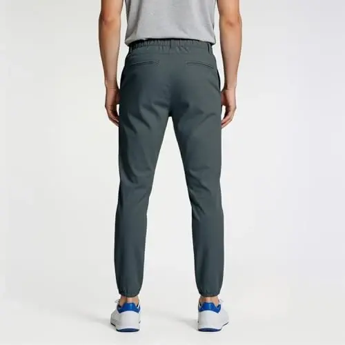 GINGTTO Mens Golf Pants Joggers Slim Fit Tapered Stretch Black 28in Inseam | Lightweight, 4 way Stretch, Athletic fit, Stretch waist, Zipper pockets, Versatile for golf, dress and casual occasions. - 3