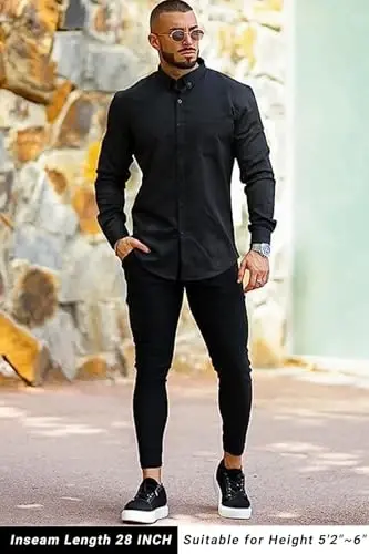 GINGTTO Erkek Pantolon Slim Fit Chino Pantolon Erkekler için Resmi - 3