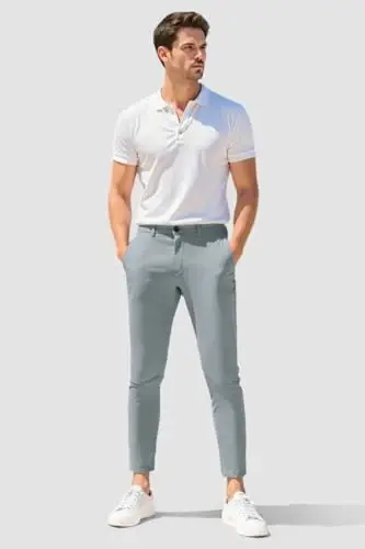 GINGTTO Erkek Pantolonları Slim Fit Chino Pantolon Erkekler için Formal - 3