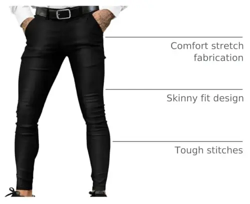 GINGTTO Mens Dress Pants Slim Fit Stretch Flat Front Chino | Super Stretchy,Wrinkle Resistant,Suitable for Business,Weddings,Golf,Dates and Casual 