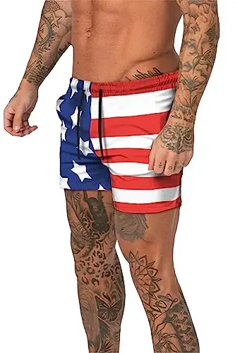 GINGTTO Men's Beach Shorts Bathing Suits with Mesh Lining - 1