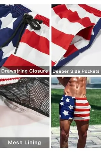 GINGTTO Men's Beach Shorts Bathing Suits with Mesh Lining - 4