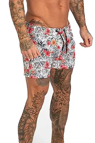 GINGTTO Men's Beach Shorts Bathing Suits with Mesh Lining - 1