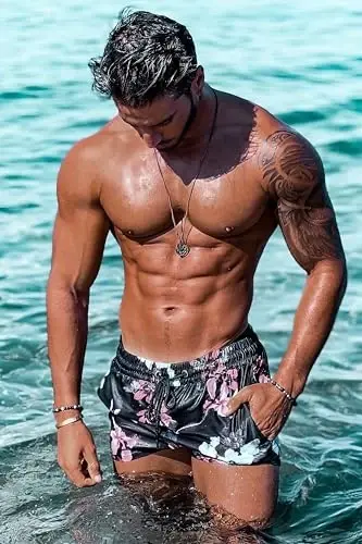 GINGTTO Men's Beach Shorts Bathing Suits with Mesh Lining - 3