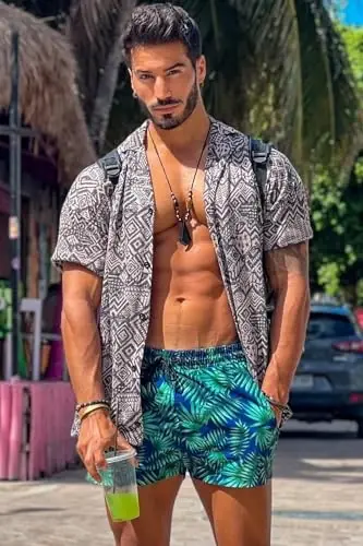 GINGTTO Men's Beach Shorts Bathing Suits with Mesh Lining - 6