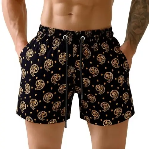 GINGTTO Men's Beach Shorts Bathing Suits with Mesh Lining - 1