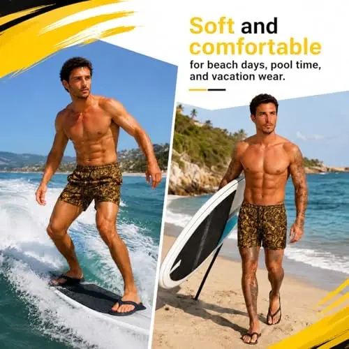 GINGTTO Men's Beach Shorts Bathing Suits with Mesh Lining - GINGTTO (1)