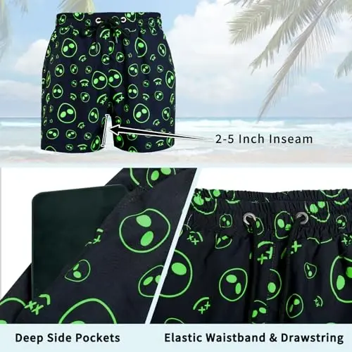 GINGTTO Men's Beach Shorts Bathing Suits with Mesh Lining - 5