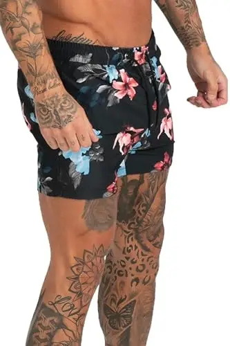 GINGTTO Men's Beach Shorts Bathing Suits with Mesh Lining - 1