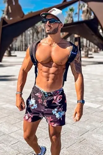 GINGTTO Men's Beach Shorts Bathing Suits with Mesh Lining - 5