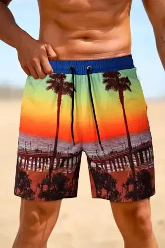 GINGTTO Men's Beach Shorts Bathing Suits with Mesh Lining - 3