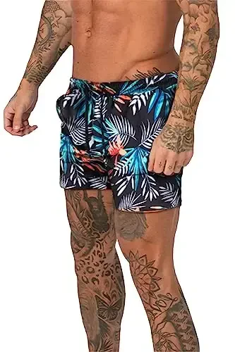 GINGTTO Men's Beach Shorts Bathing Suits with Mesh Lining 
