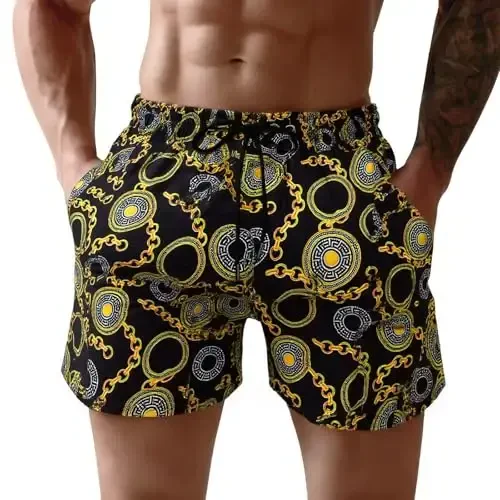 GINGTTO Men's Beach Shorts Bathing Suits with Mesh Lining - 1