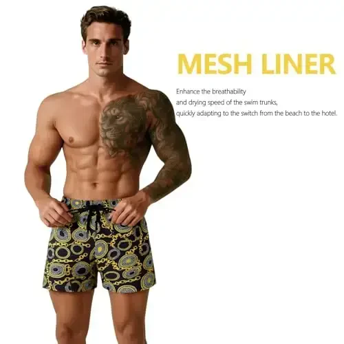GINGTTO Men's Beach Shorts Bathing Suits with Mesh Lining - 3