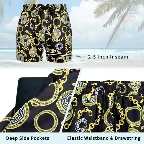 GINGTTO Men's Beach Shorts Bathing Suits with Mesh Lining - 5