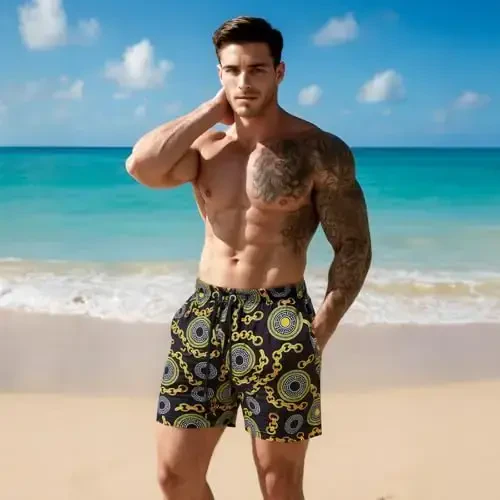 GINGTTO Men's Beach Shorts Bathing Suits with Mesh Lining - 6