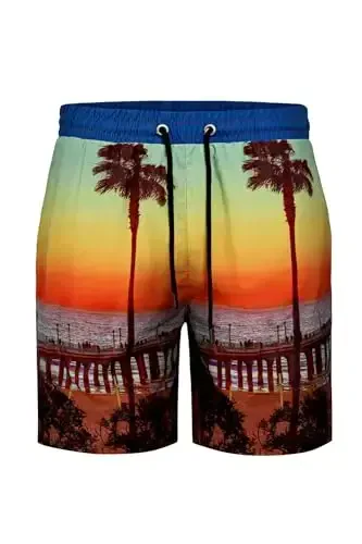 GINGTTO Men's Beach Shorts Bathing Suits with Mesh Lining - 1