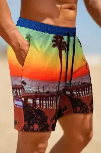 GINGTTO Men's Beach Shorts Bathing Suits with Mesh Lining - 2